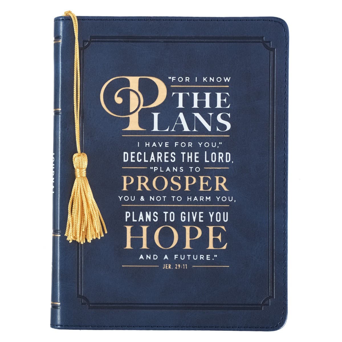 For I Know the Plans - Jeremiah 29:11 Handy-sized Faux Leather Journal in Navy
