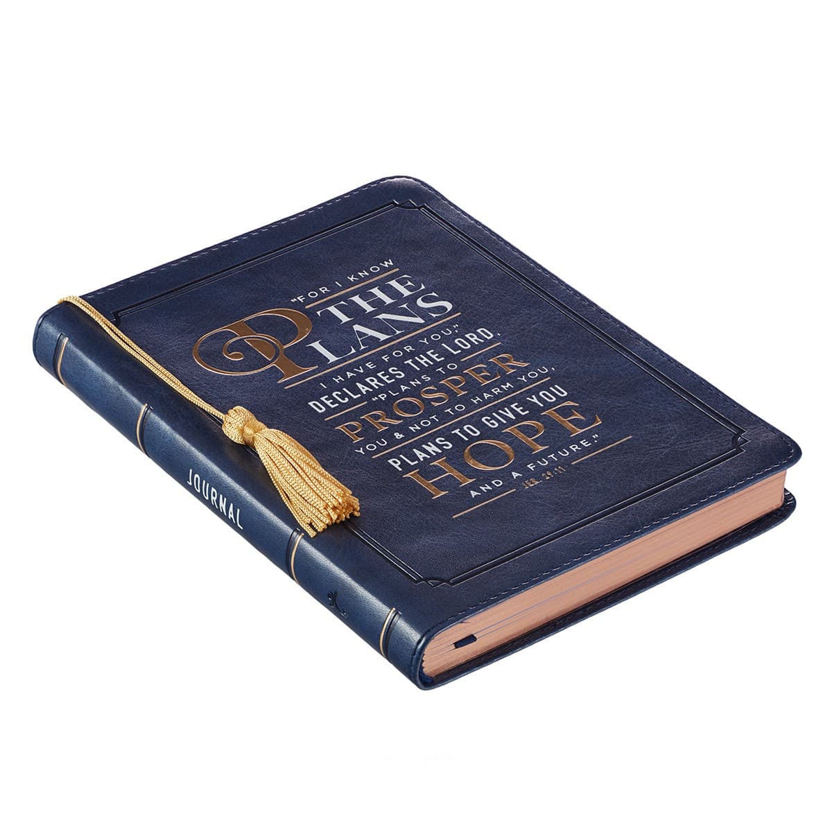For I Know the Plans - Jeremiah 29:11 Handy-sized Faux Leather Journal in Navy, picture 4