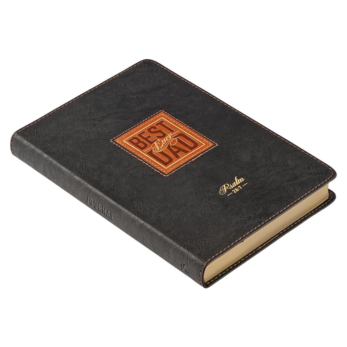 Best Dad Ever Brown Faux Leather Classic Journal - Psalm 28:7, picture 4