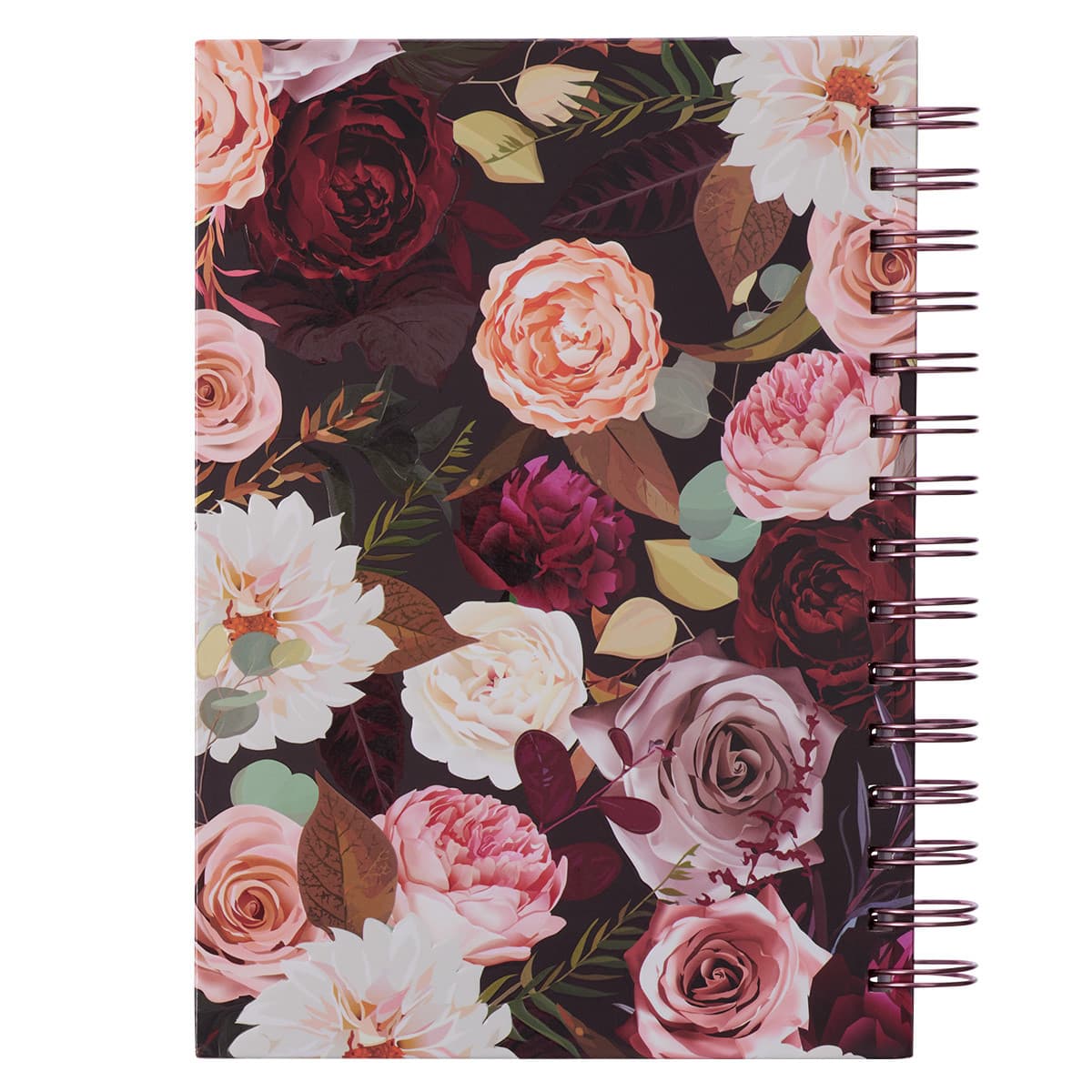 Strong and Courageous - Joshua 1:9 Merlot Bouquet Large Wirebound Journal, picture 2