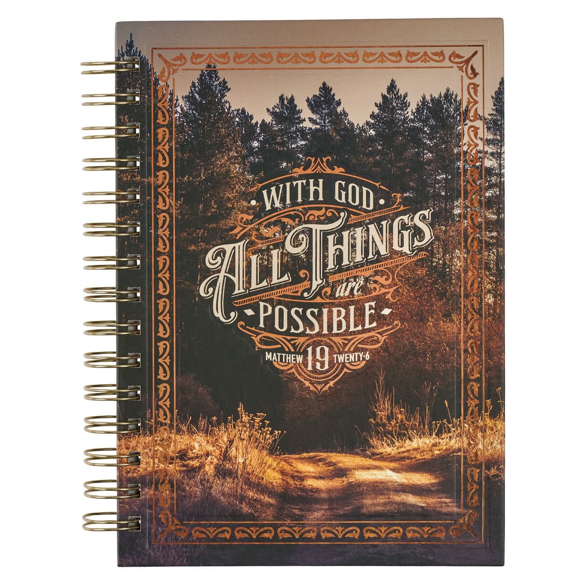 All Things Are Possible - Matthew 19:26 Pine Forest Large Wirebound Journal