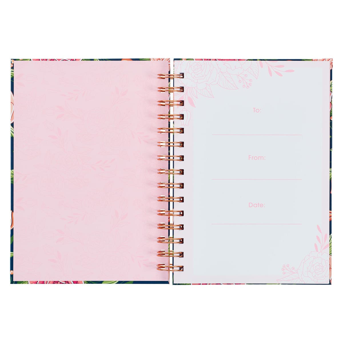 Strength and Dignity - Proverbs 31:25 Pink Rose Large Wirebound Journal, picture 3