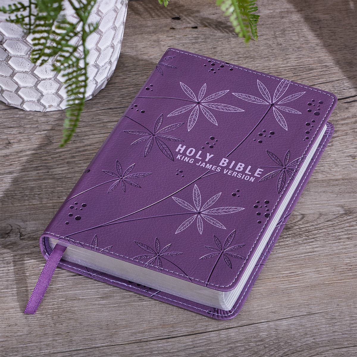 Purple Faux Leather Compact King James Version Bible, picture 8