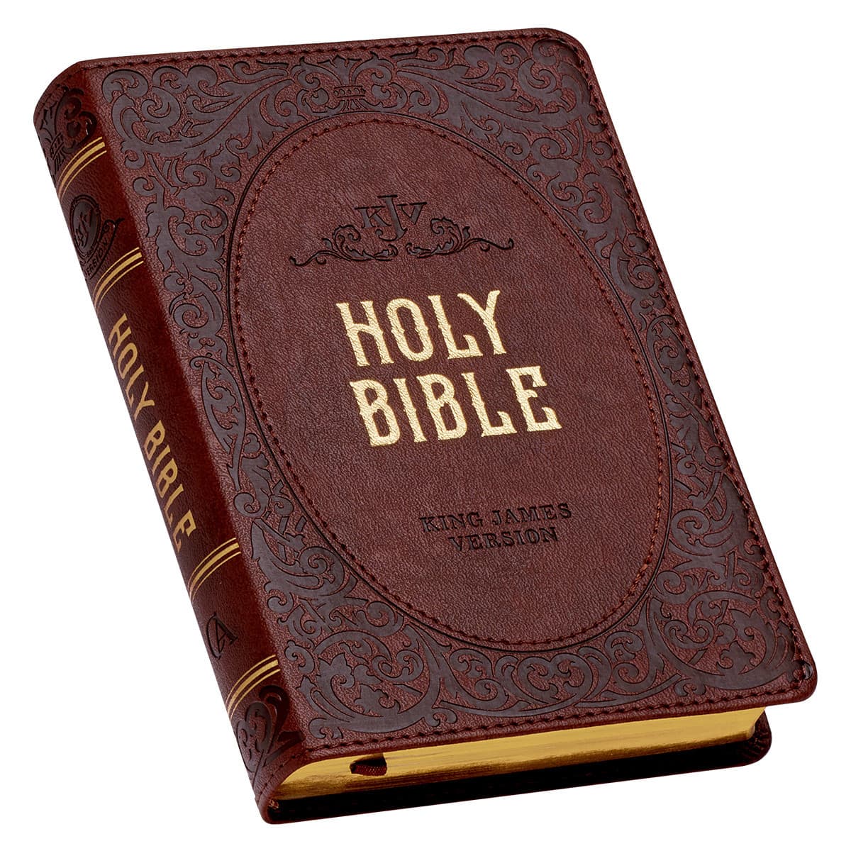 Chestnut Brown Faux Leather Compact King James Version Bible, picture 3