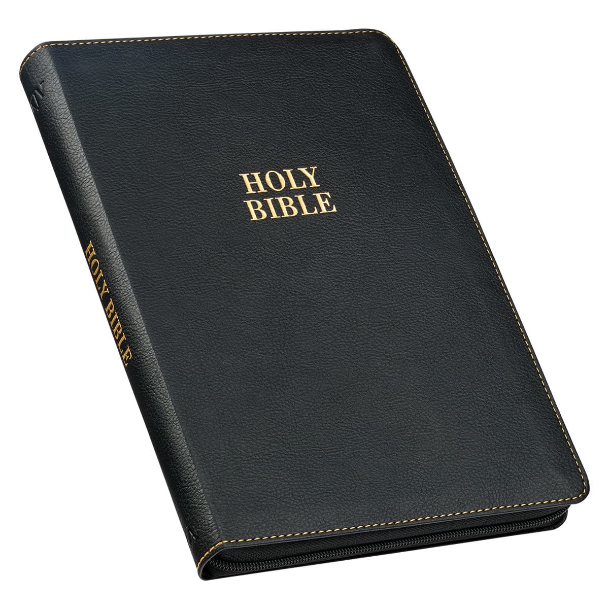Black Faux Leather Large Print Thinline KJV Bible with Thumb Index and Zippered Closure, picture 3