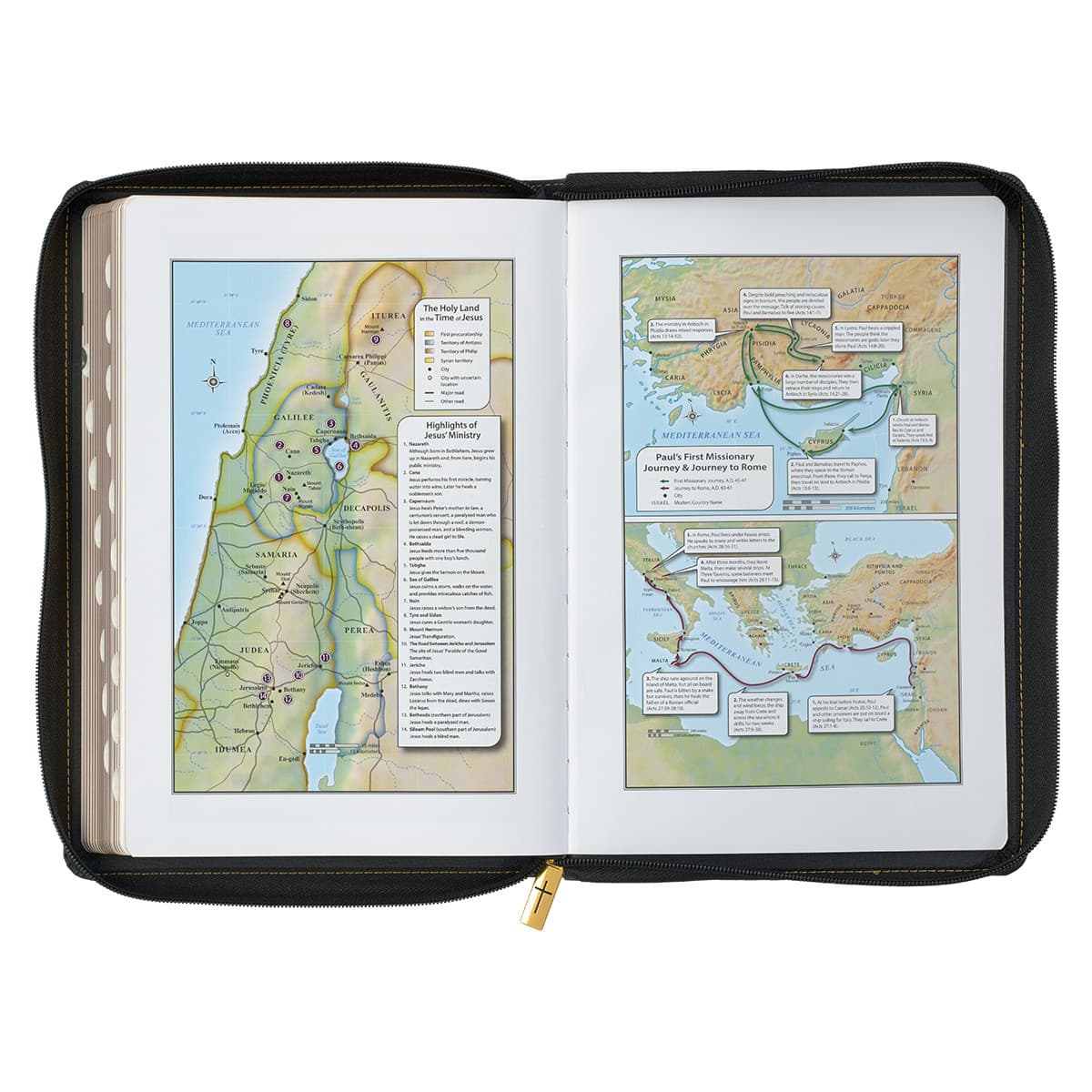 Black Faux Leather Large Print Thinline KJV Bible with Thumb Index and Zippered Closure, picture 7