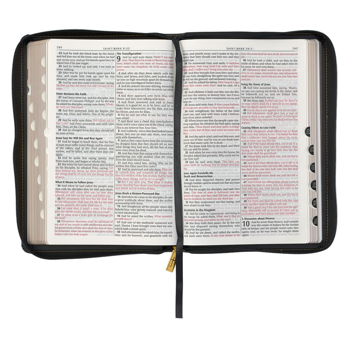 Black Faux Leather Large Print Thinline KJV Bible with Thumb Index and Zippered Closure, picture 8