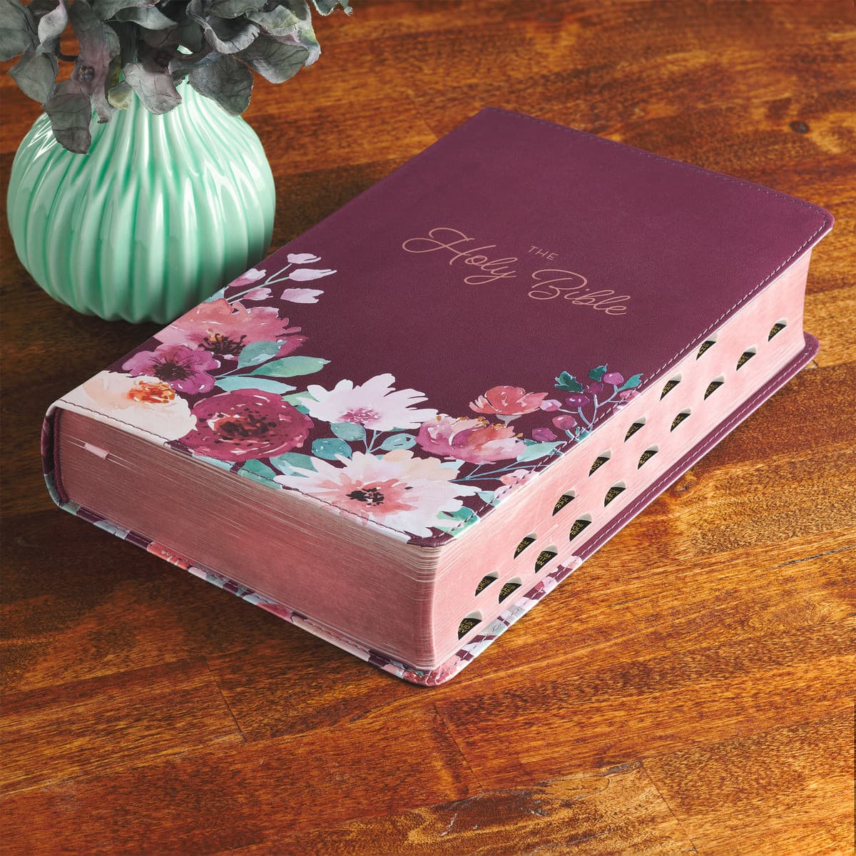 Purple Floral Faux Leather Giant Print Standard-size King James Version Bible with Thumb Index, picture 11