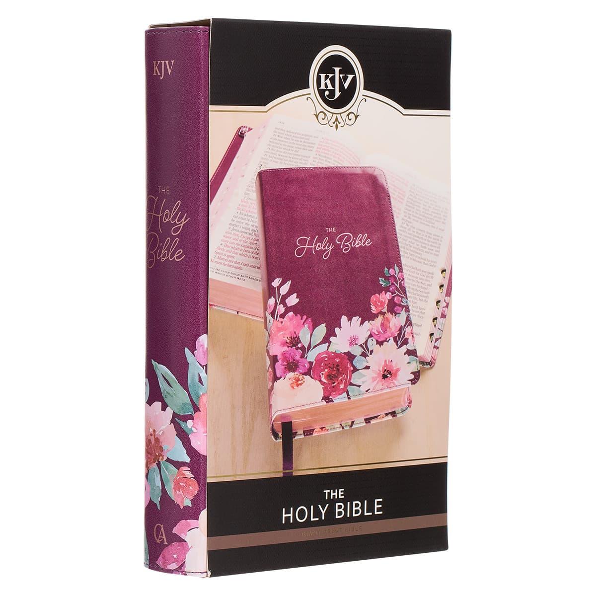 Purple Floral Faux Leather Giant Print Standard-size King James Version Bible with Thumb Index, picture 12