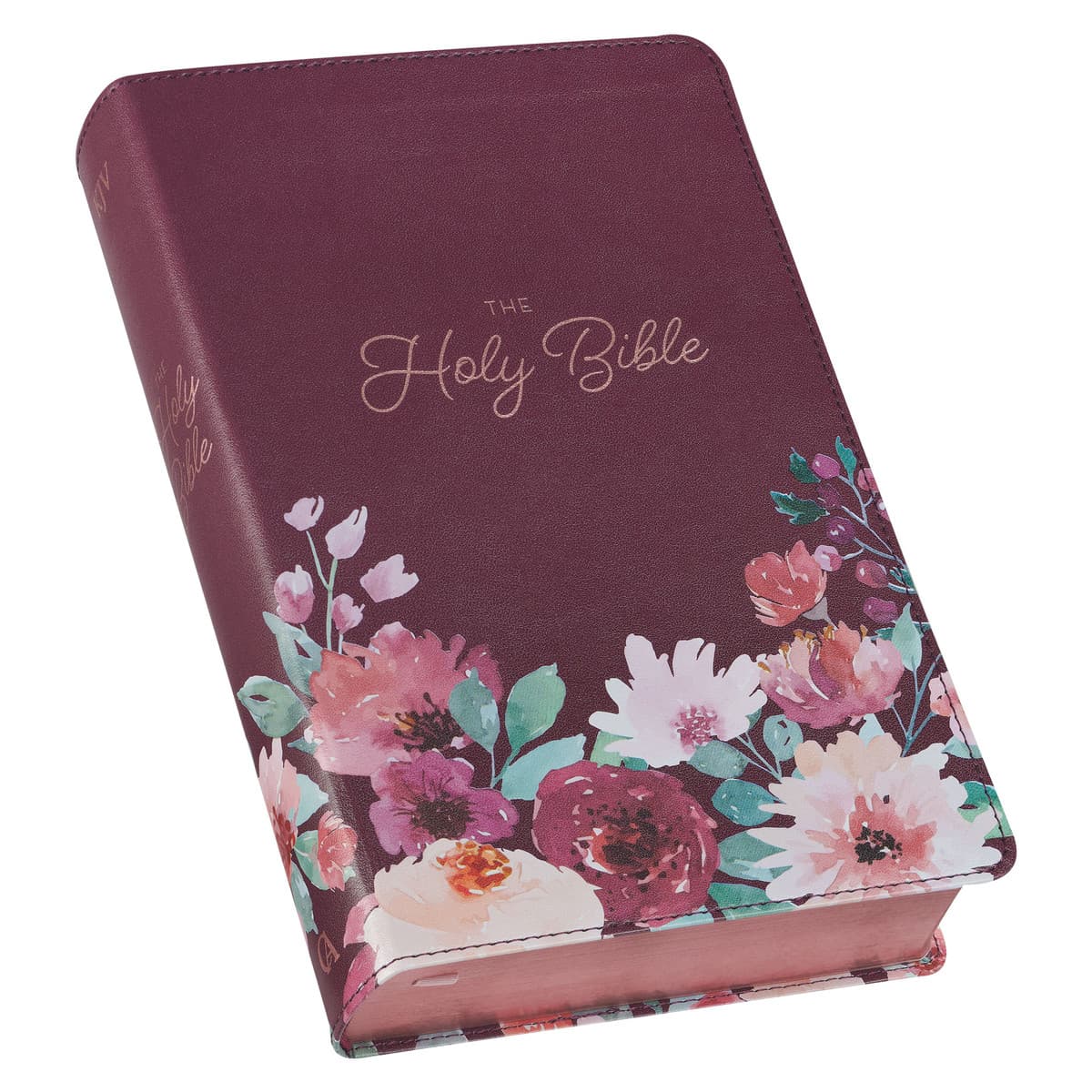 Purple Floral Faux Leather Giant Print Standard-size King James Version Bible with Thumb Index, picture 3