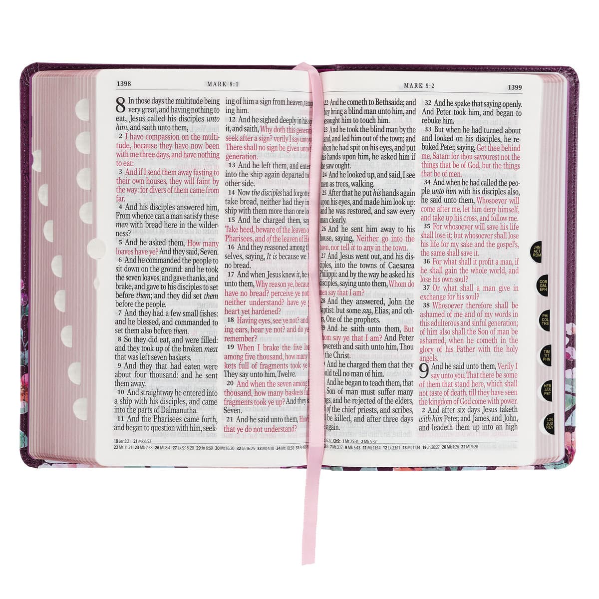 Purple Floral Faux Leather Giant Print Standard-size King James Version Bible with Thumb Index, picture 7