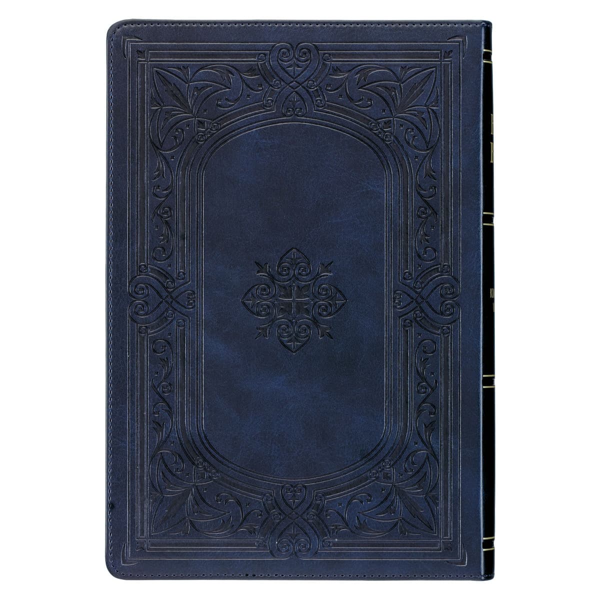 Midnight Blue Art Nouveau Framed Faux Leather Giant Print Full-size King James Version Bible with Thumb Index, picture 2