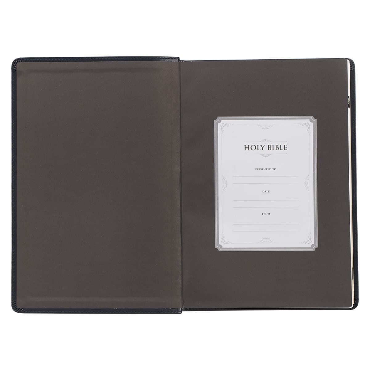 Midnight Blue Art Nouveau Framed Faux Leather Giant Print Full-size King James Version Bible with Thumb Index, picture 4