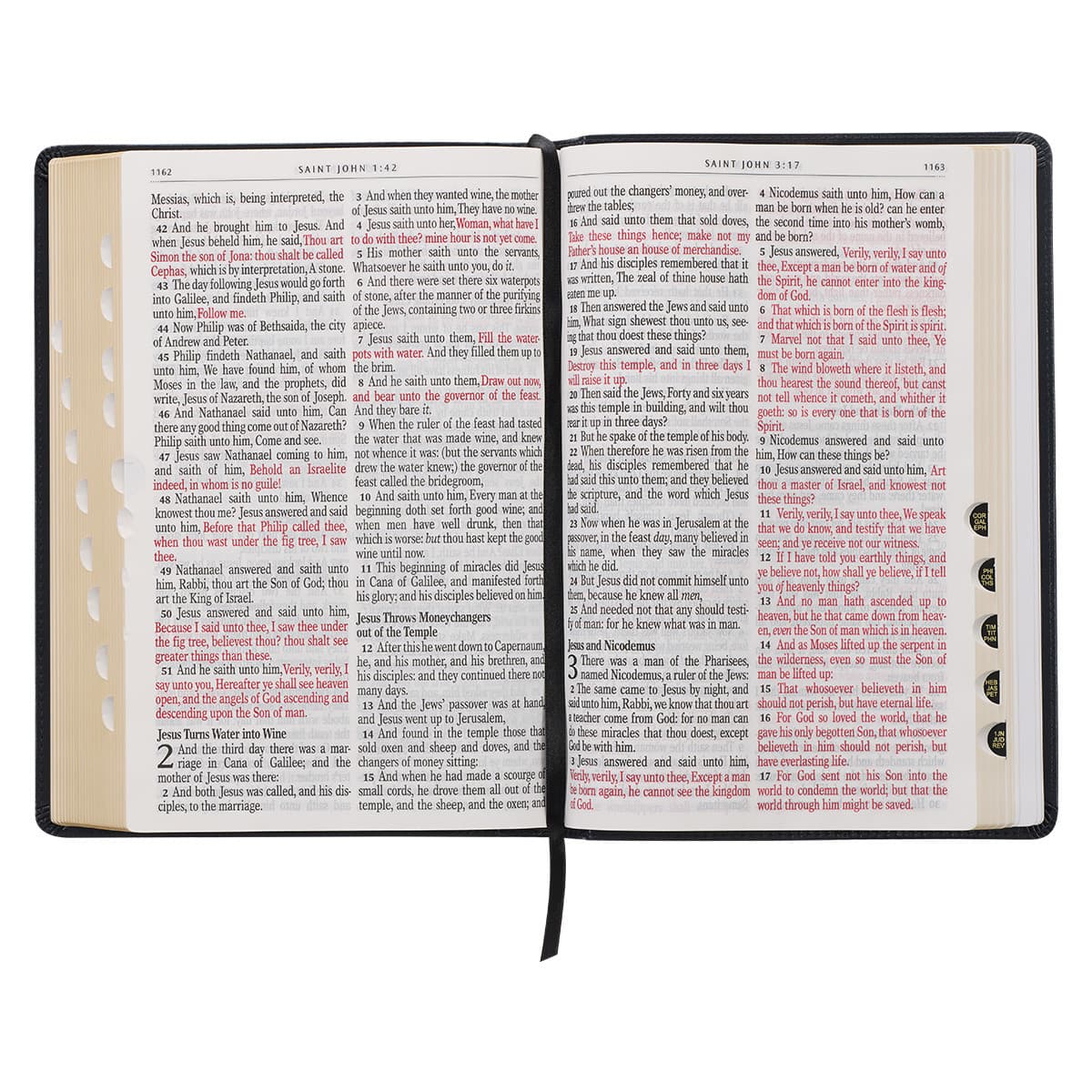 Midnight Blue Art Nouveau Framed Faux Leather Giant Print Full-size King James Version Bible with Thumb Index, picture 7