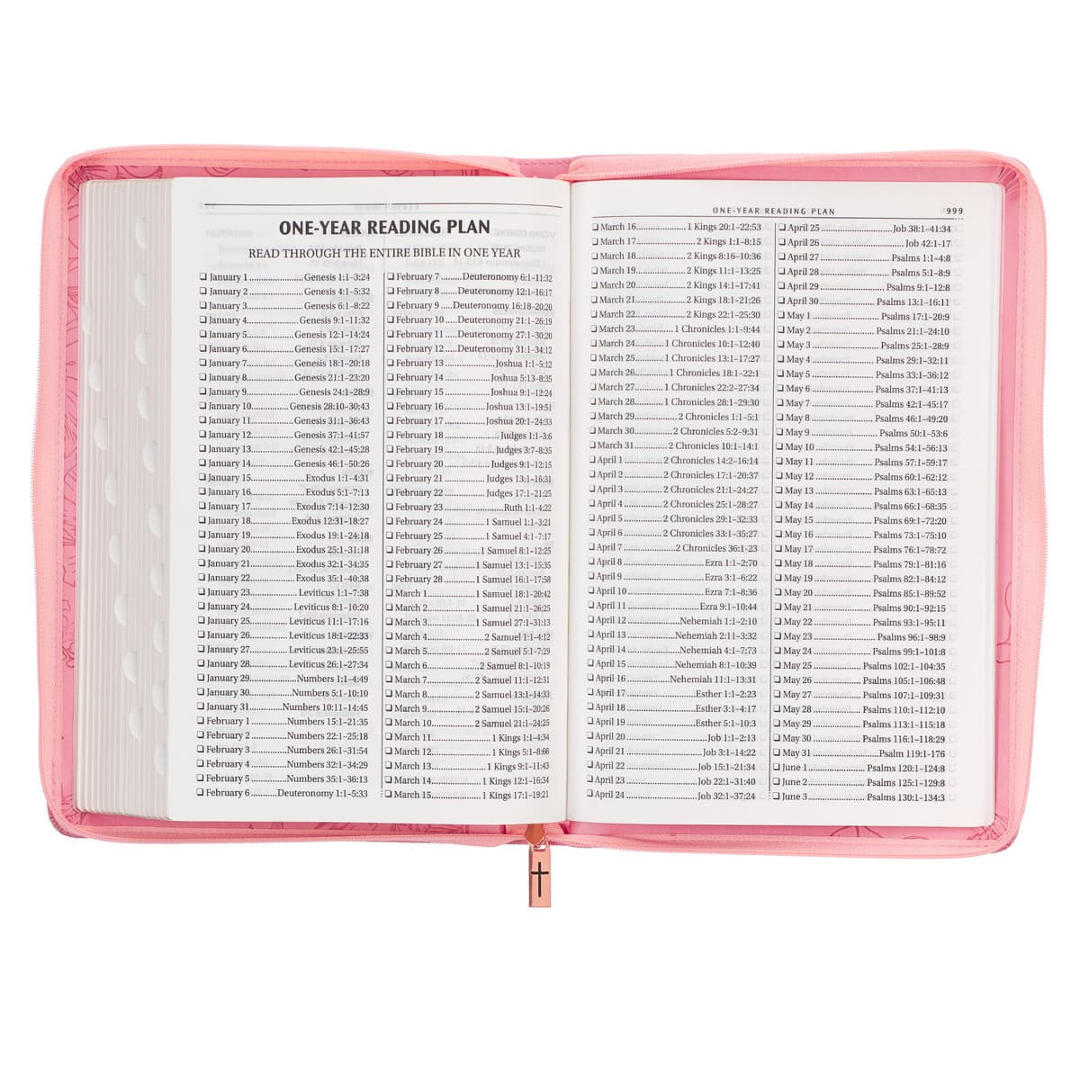Sunrise Pink Faux Leather Large Print Thinline King James Version Bible with Zippered Closure and Thumb Index, picture 7