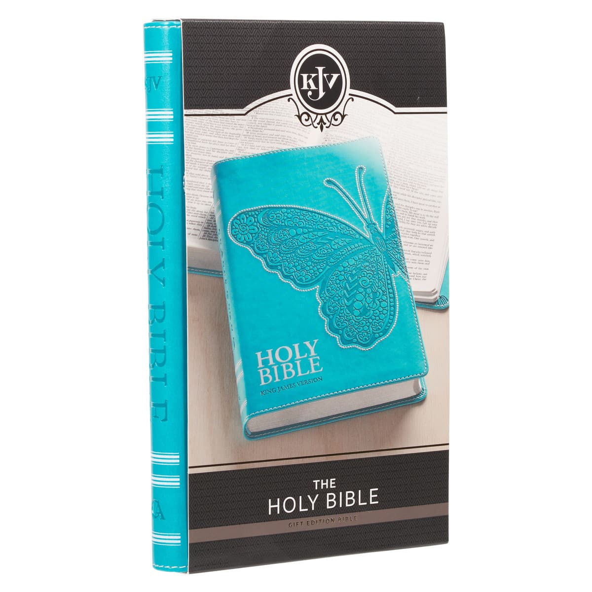 Teal Butterfly Faux Leather King James Version Gift Edition Bible, picture 7