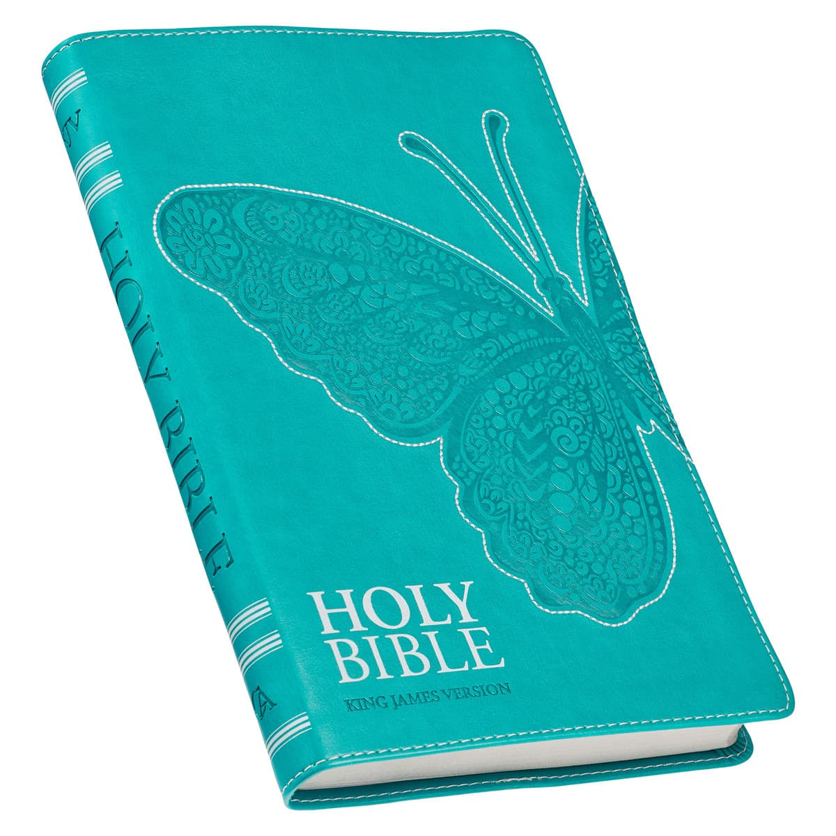 Teal Butterfly Faux Leather King James Version Gift Edition Bible, picture 3