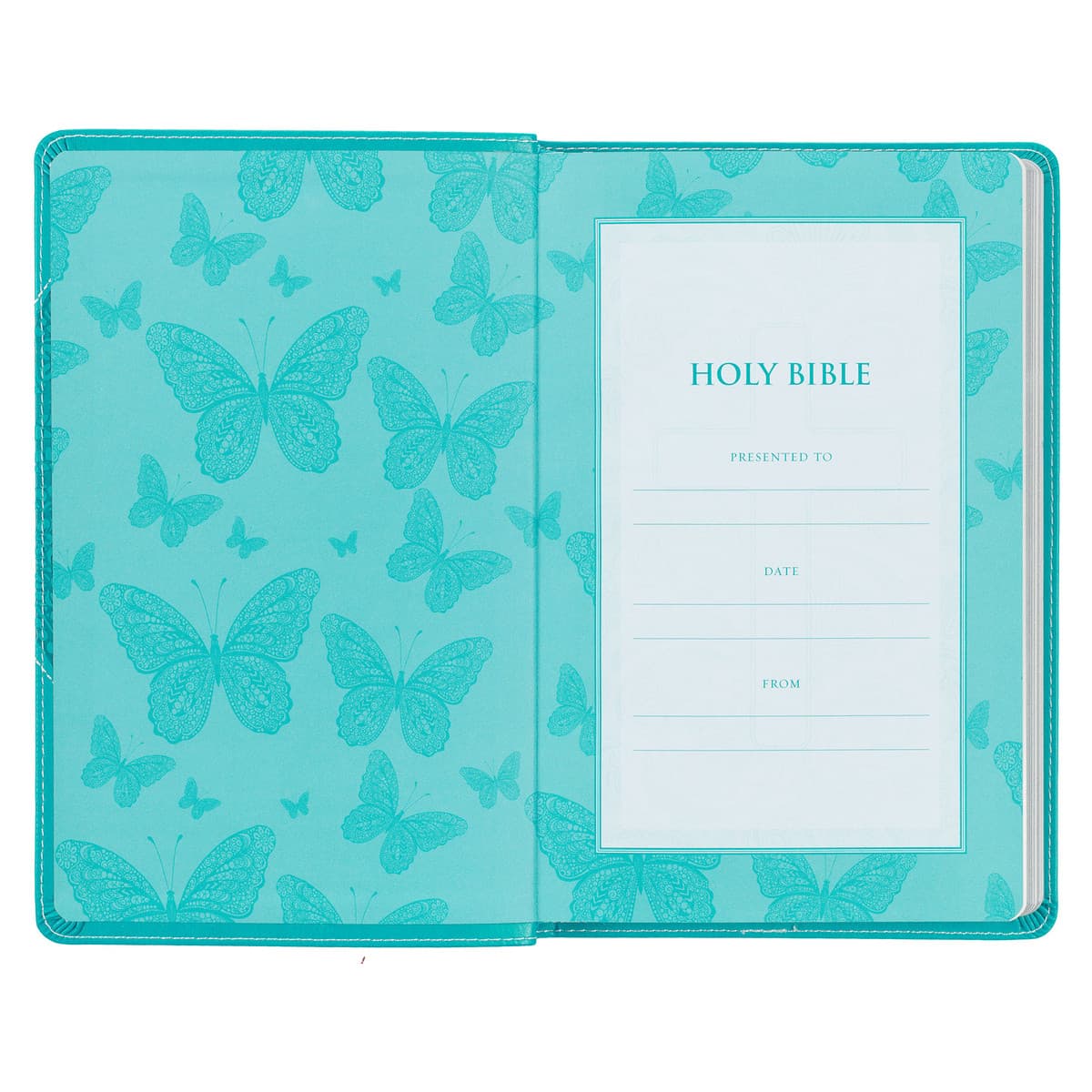 Teal Butterfly Faux Leather King James Version Gift Edition Bible, picture 4