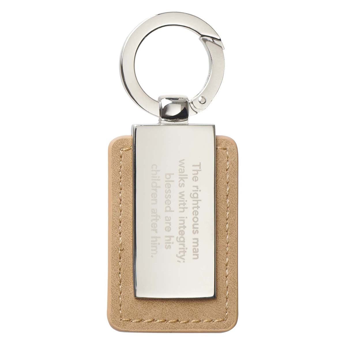 Righteous Man - Proverbs 20:7 Silver and Tan Key Ring in Gift Tin, picture 2