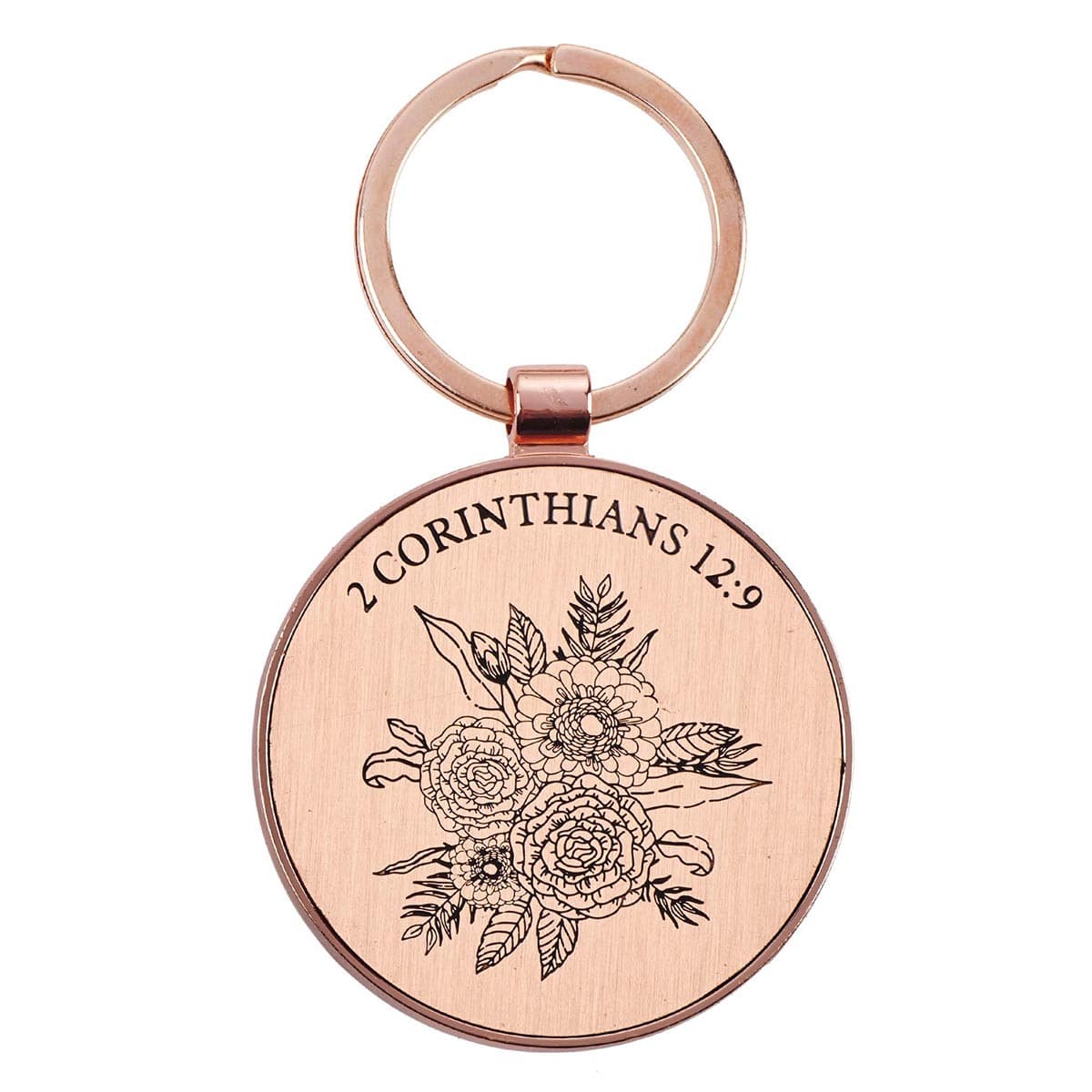 His Grace is Enough - 2 Corinthians 12:9 Pink Plum Key Ring in a Tin, picture 2