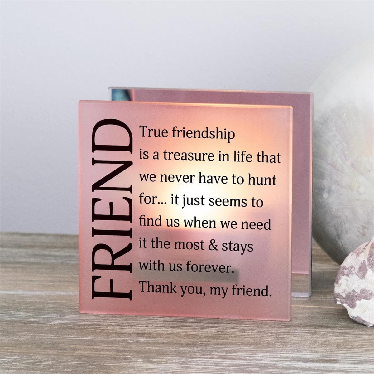 FRIEND, TRUE FRIENDSHIP TEALIGHT CANDLE HOLDER, picture 2