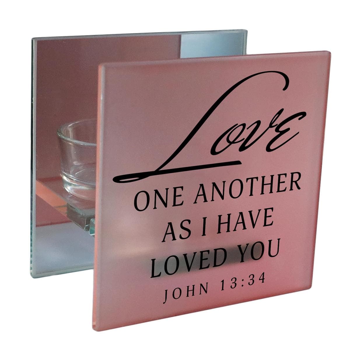 LOVE ONE ANOTHER JOHN 13:34 TEALIGHT CANDLEHOLDER