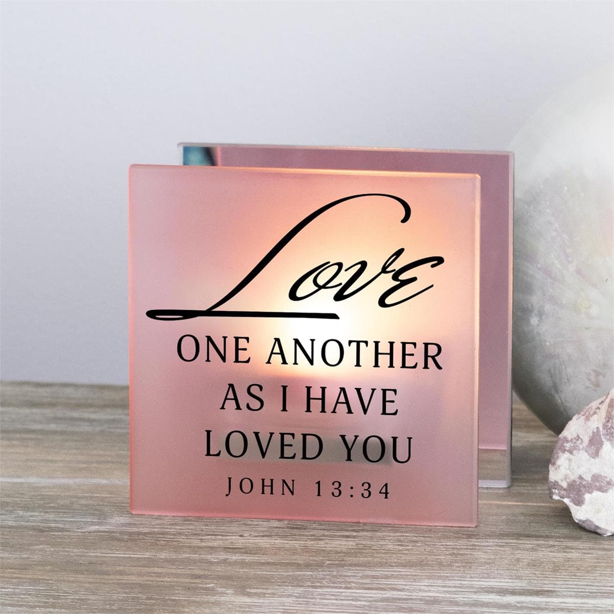 LOVE ONE ANOTHER JOHN 13:34 TEALIGHT CANDLEHOLDER, picture 2