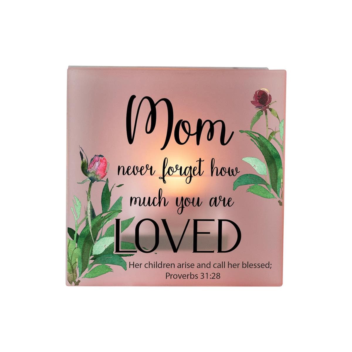 MOM, YOU ARE LOVED PROVERBS 31:28 TEALIGHT CANDLE HOLDER, picture 3