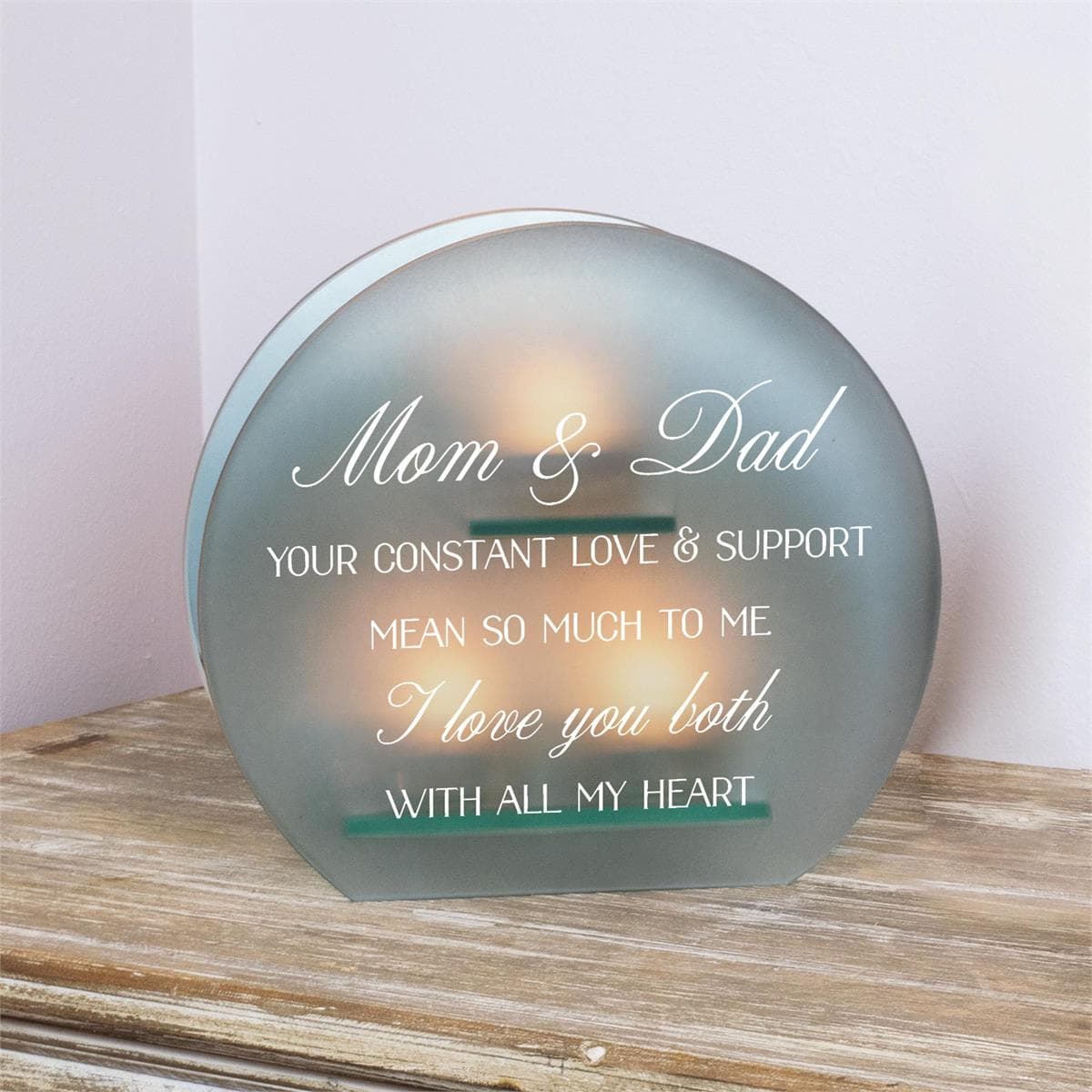 TEALIGHT MOM & DAD YOUR CONSTANT LOVE LARGE TEALIGHT CANDLEHOLDER, picture 2