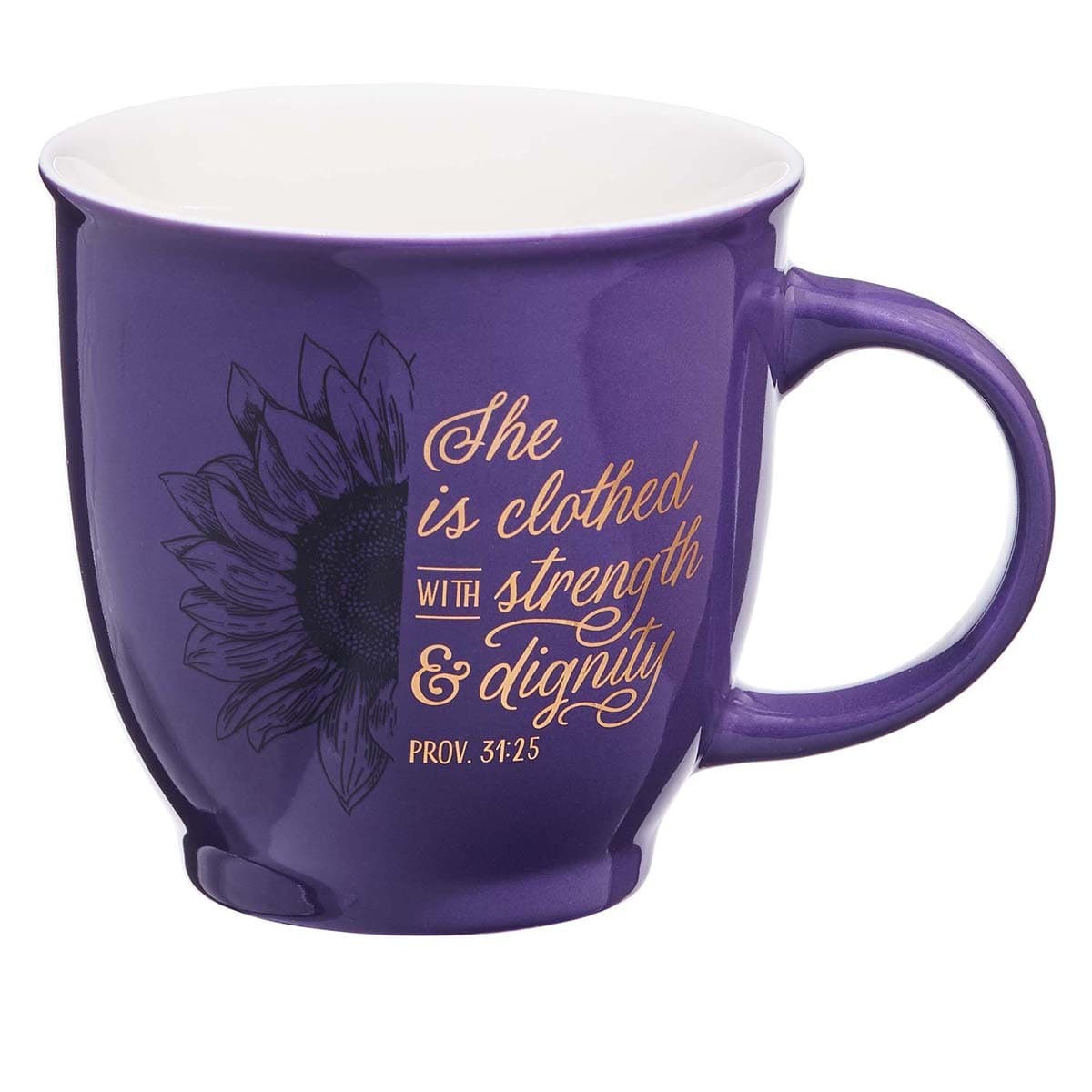 She is Clothed with Strength & Dignity - Proverbs 31:25 Purple Ceramic Mug
