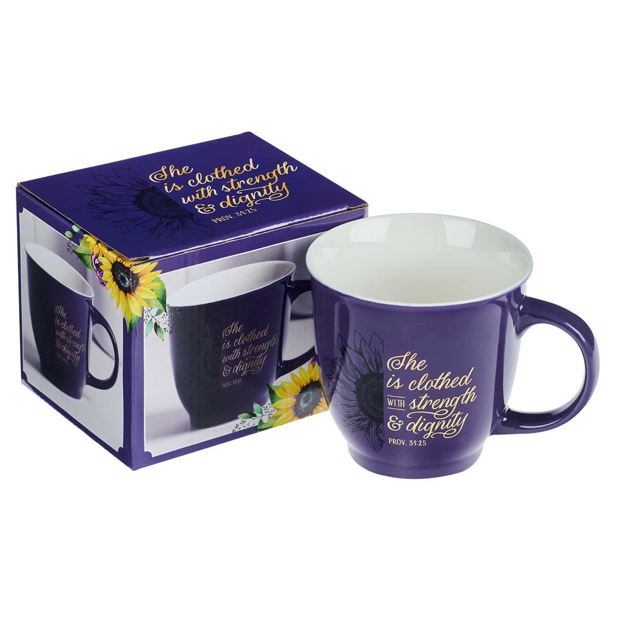 She is Clothed with Strength & Dignity - Proverbs 31:25 Purple Ceramic Mug, picture 3
