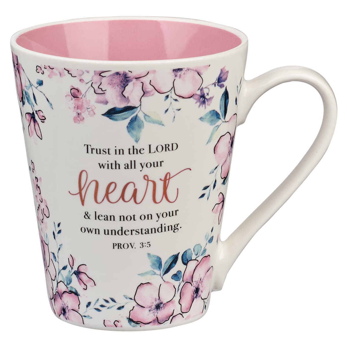Trust in the Lord - Proverbs 3:5 Pink Floral Ceramic Coffee Mug