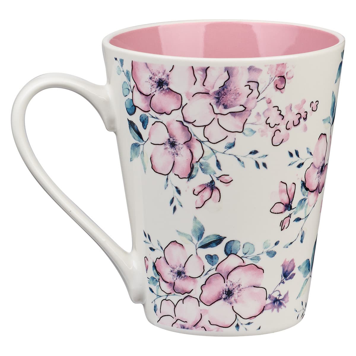 Trust in the Lord - Proverbs 3:5 Pink Floral Ceramic Coffee Mug, picture 2
