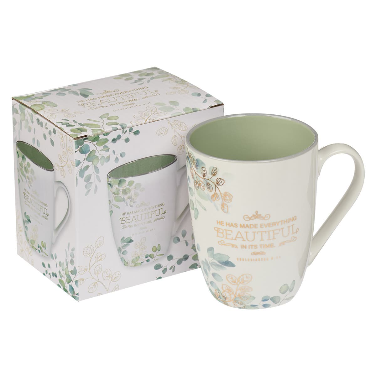 Beautiful in its Time - Ecclesiastes 3:11 Blue Floral Ceramic Mug, picture 3