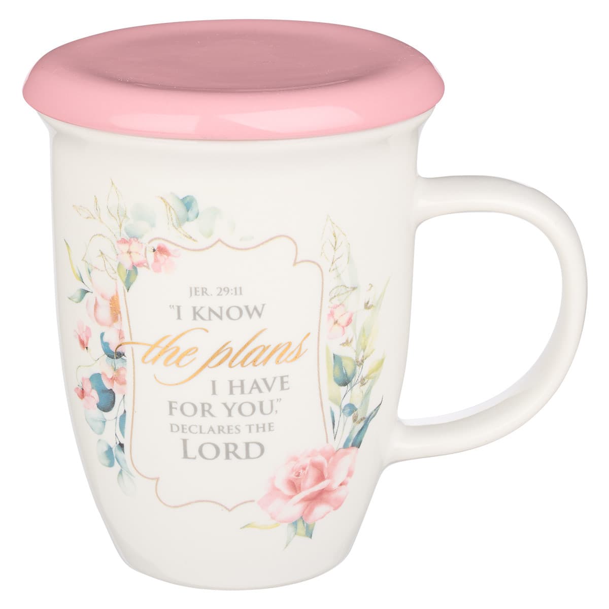 I Know the Plans - Jeremiah 29:11 Pink Lidded Ceramic Coffee Mug