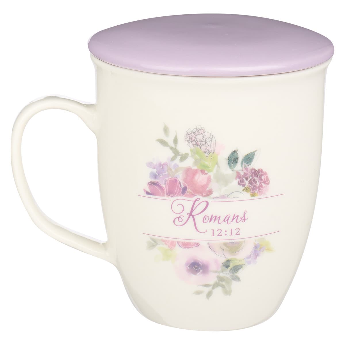 Be Joyful in Hope - Romans 12:12 Lilac Lidded Ceramic Coffee Mug, picture 2