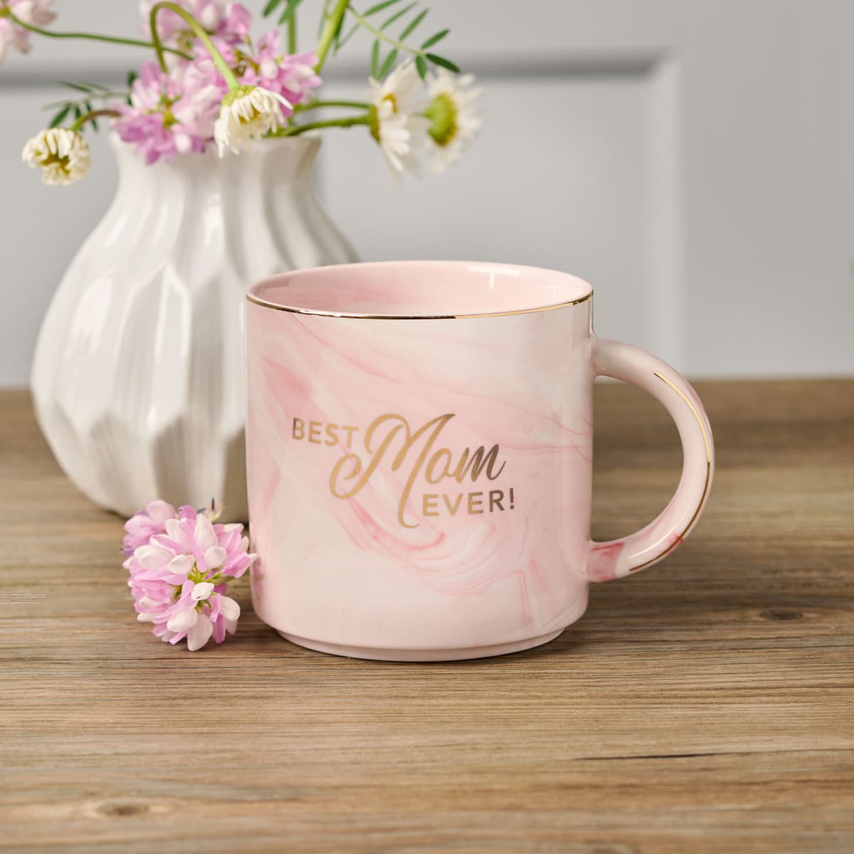 Best Mom Ever Pink Marbled Ceramic Coffee Mug, picture 4