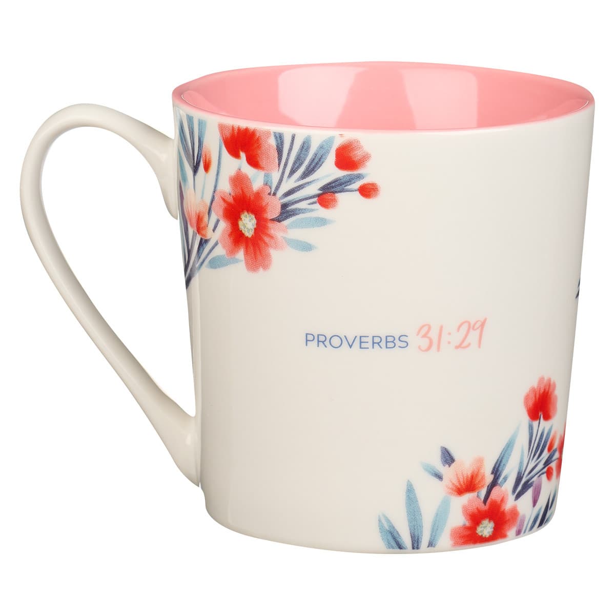 Sister - Proverbs 31:29 Pink Floral Ceramic Coffee Mug, picture 2