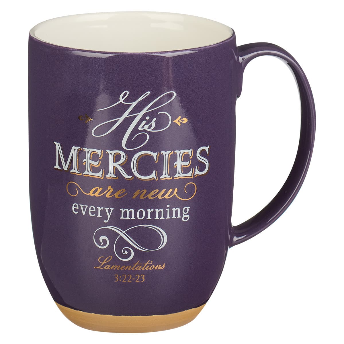 His Mercies are - Lamentations 3:22-23 New Purple Ceramic Coffee Mug with Exposed Clay Base