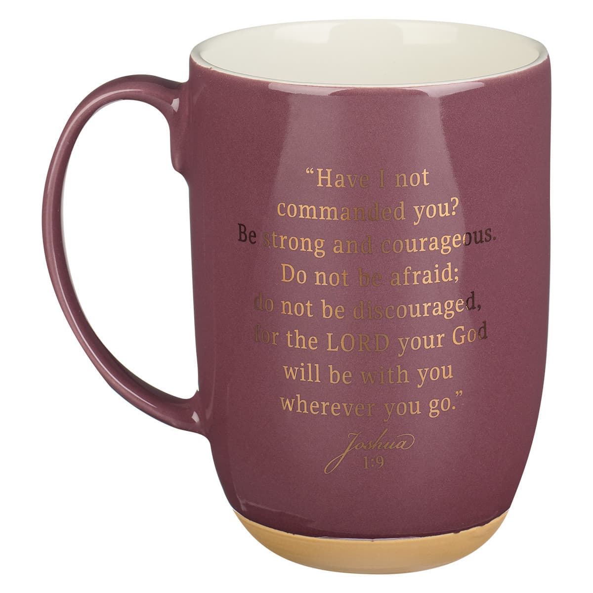 Be Strong and Courageous - Joshua 1:9 Pink Ceramic Coffee Mug with Exposed Clay Base, picture 2