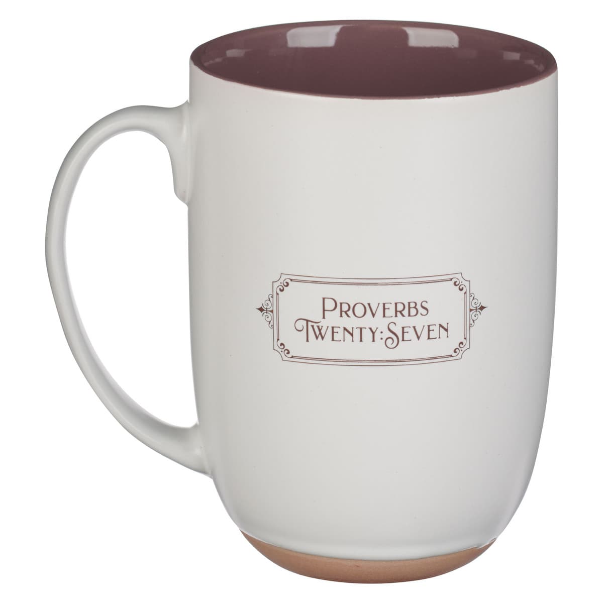 Righteous Man - Proverbs 20:7 White and Gold Ceramic Coffee Mug with Exposed Clay Base, picture 2