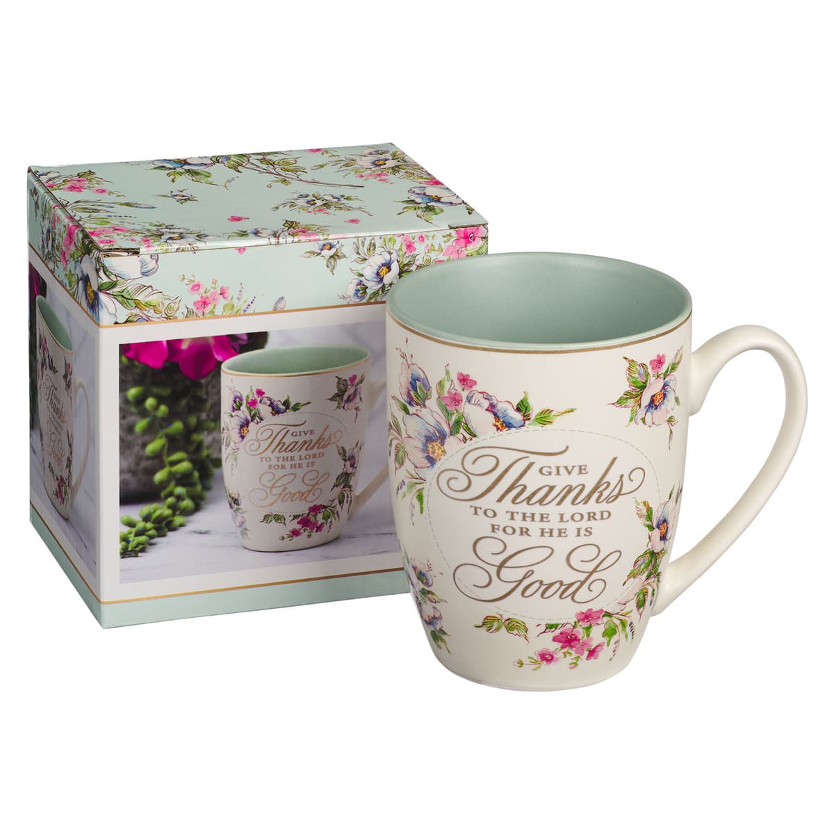 Give Thanks to the Lord - Psalm 107:1 White Ceramic Coffee Mug, picture 3