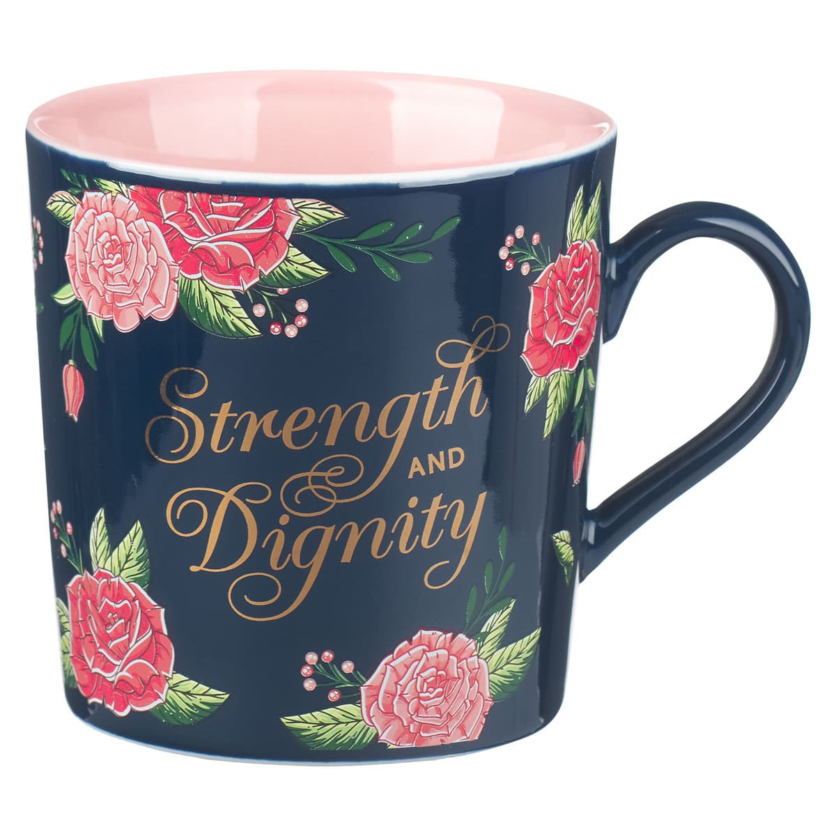 Strength and Dignity - Proverbs 31:25 Pink Roses Ceramic Coffee Mug