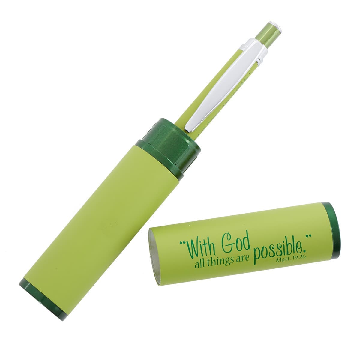 All Things are Possible - Matthew 19:26 Green Gift Pen and Case, picture 3