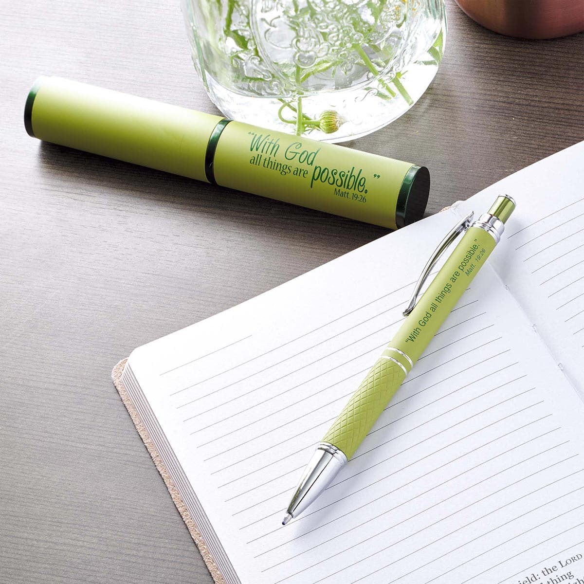 All Things are Possible - Matthew 19:26 Green Gift Pen and Case, picture 6