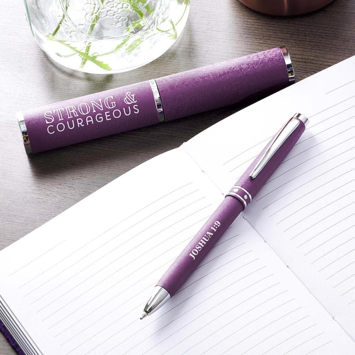 Strong & Courageous – Joshua 1:9 Purple Gift Pen, picture 4
