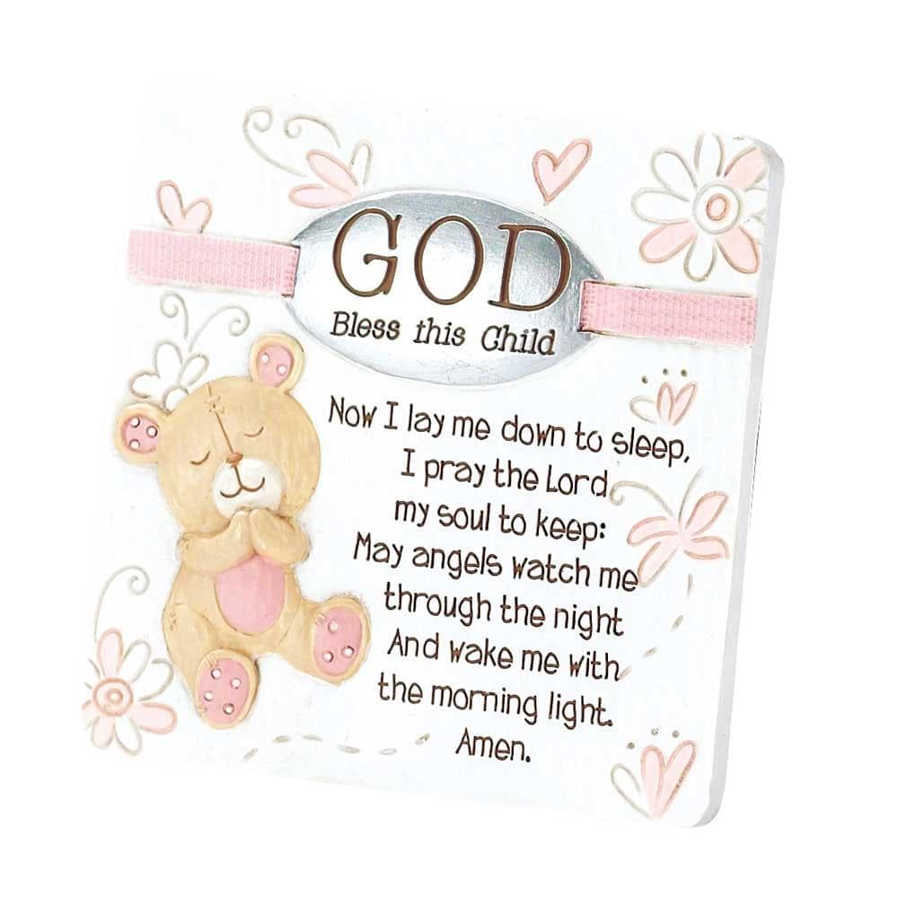 GOD BLESS THIS CHILD GIRL RESIN PLAQUE
