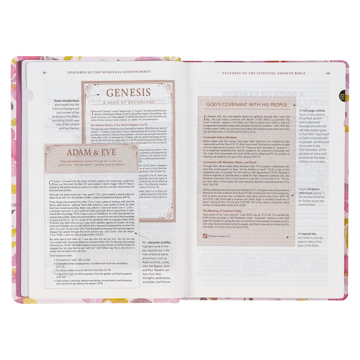 Pink Floral Faux Leather Spiritual Growth Bible, picture 6