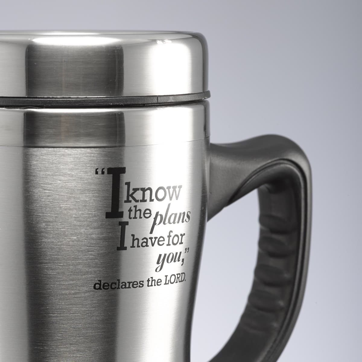I know the Plans - Jeremiah 29:11 Stainless Steel Travel Mug With Handle, picture 4
