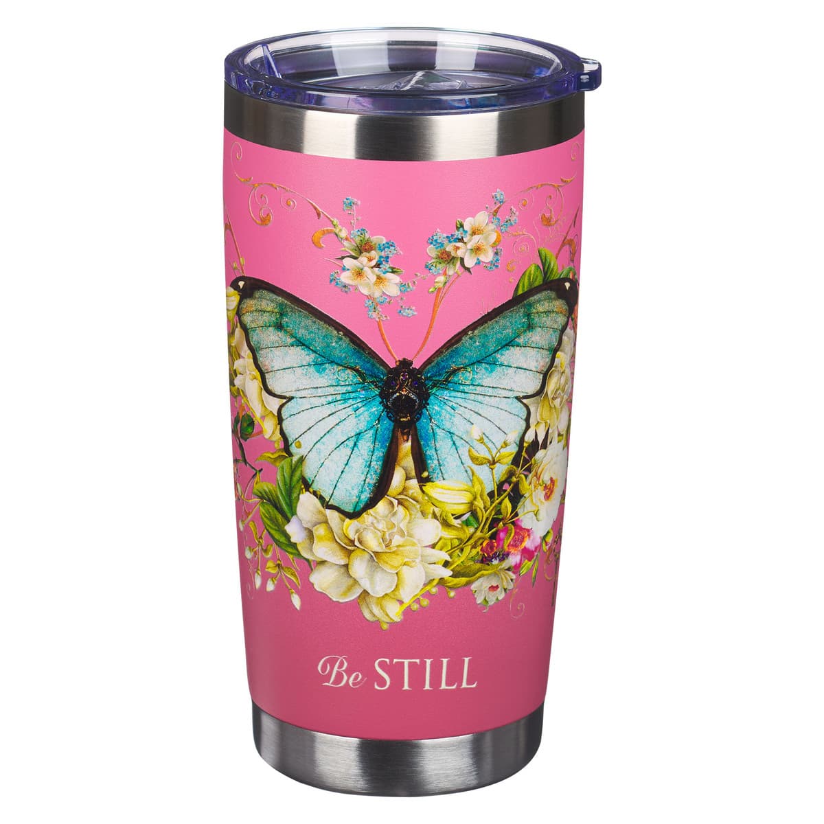 Pink Be Still - Butterfly Stainless Steel Travel Tumbler